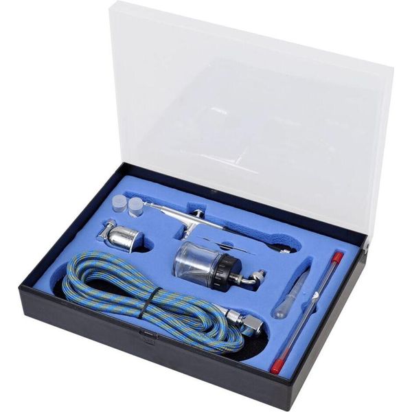 Set Aerografo Con Contenitore In Vetro Ugelli Da 0,2 / 0,3 / 0,5 Mm-image