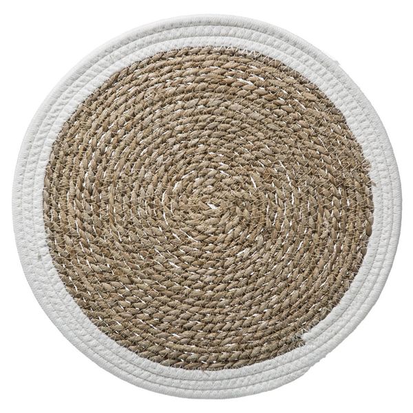 Tovaglietta In Seagrass Happy, O 38 Cm, Con Bordo Bianco-image