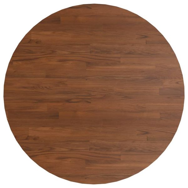 Piano Del Tavolo Rotondo Marrone Scuro Ø90X1,5 Cm Legno Di Quercia Trattato-image