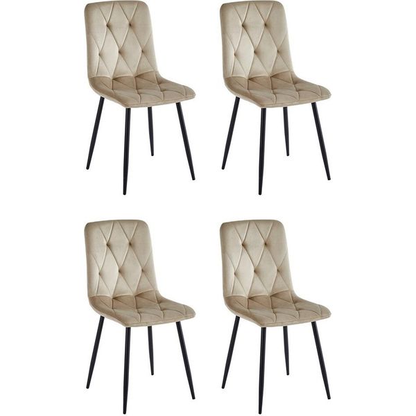 Sedia Da Pranzo Casadolce Melko, Set Di 4, Taupe, 43X54X91 Cm, Imbottita, Cuciture Decorative Su Schienale E Seduta, 120 Kg. Capacità Di Carico-image