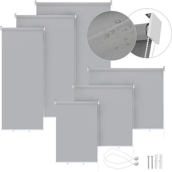 Yakimz Tenda Da Sole Verticale Tenda Da Sole Verticale Protezione Solare Tenda Da Balcone Impermeabile Per Balcone, Terrazza, Giardino, Grigio 140X140Cm-image
