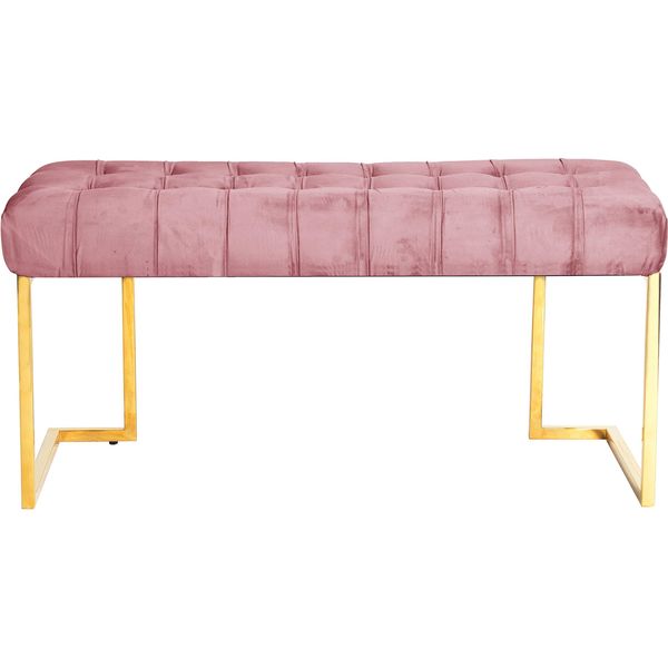 Sitzbank Kayoom "Rare 225, Edler Touch Durch Goldenes Gestell", Rosa (Altrosa), B:100Cm H:48Cm T:47Cm, Bezug: 100% Polyester (Samt) / Gestell: 100% Edelstahl, SitzbäNke, Sitzbank, Samtweich, Gesteppt, Mit ZierknöPfen, GemüTliches, Schickes Polster-image