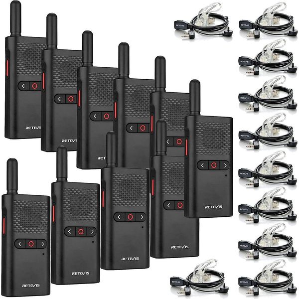 Retevis RB628B Radio Ricaricabile 1500Mah Usb C, PMR446 Walkie Talkie Portatile, Vox, Walkie Talkie Portatile Con Auricolari Per Scuole, Soccorso, Logistica (10 Pezzi, Nero)-image