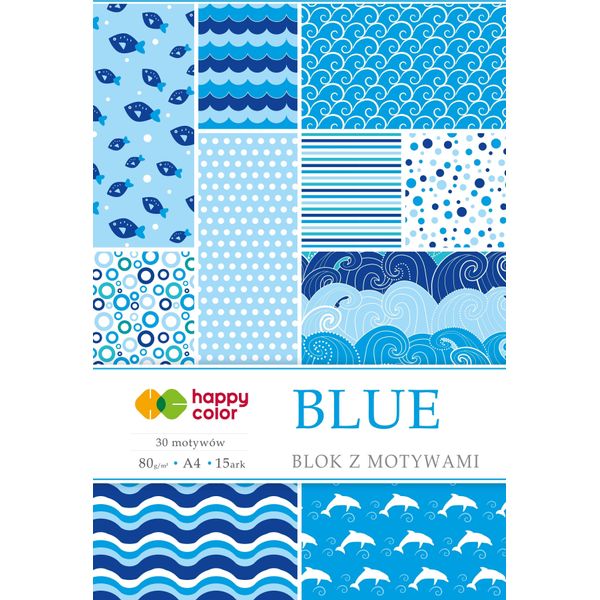 Happy Color Block A4 80G 15 Fogli Con Motivi Blu-image