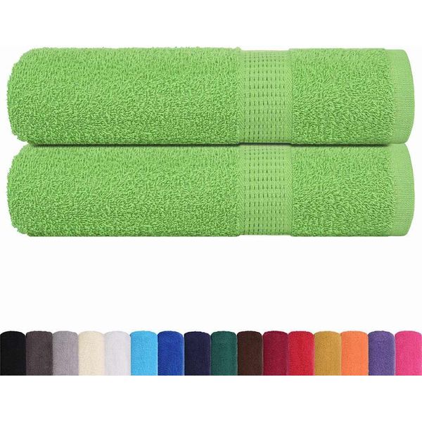 Vidaxl Asciugamani 2 Pz. Verde Mela 50X100 Cm 360 G/M² 100% Cotone-image