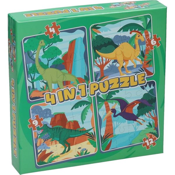 Wins Holland Puzzle 4In1 - Dino, 12 Pezzi.-image