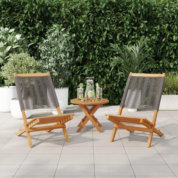 Vidaxl Sedie Da Giardino 2 Pz. Legno Massiccio Grigio Di Acacia E Polipropilene-image