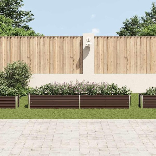 Vidaxl Letto Da Giardino Rialzato Acciaio Zincato 320×40×45 Cm Marrone-image