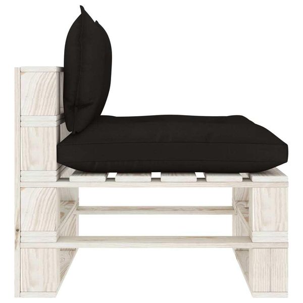 Vidaxl Divano Centrale In Pallet Da Giardino Con Cuscini In Legno Nero-image