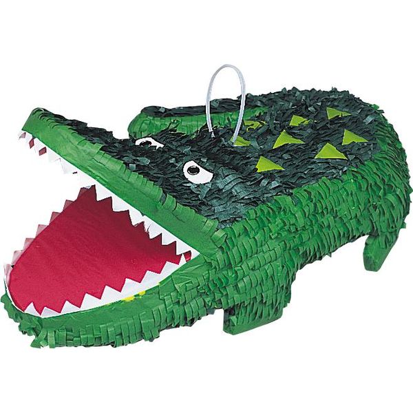 Pignatta Coccodrillo Decorazione Per Festa Di Compleanno Per Bambini Verde E Bianca - Taglia Unica-image