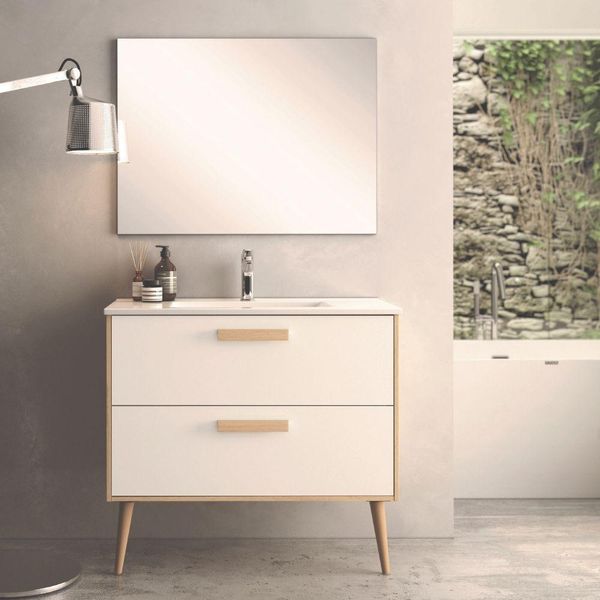 Mobile Bagno Nordic: Stile Scandinavo Rovere E Bianco E Funzionalità 80X45X80H-image