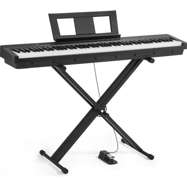 Pianoforte Digitale Vevor, 88 Tasti Completamente Pesati, Pianoforte Elettrico A Doppia Tastiera E Altoparlante Con Supporto A X, Pedale Sustain, Funzione Di Registrazione, 280 Note, Connessione Wireless, Per Principianti, Nero-image