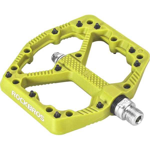 Rockbros Pedali Bicicletta Nylon Mtb Pedali Antiscivolo 9/16'' Giallo Verde-image