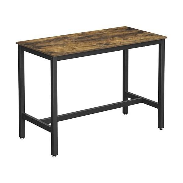 Tavolo Da Bar Deluxe - Rettangolare - Industriale - Tavolo Da Bar Per Interni Ed Esterni - Metallo E Legno - 120X60X90Cm-image