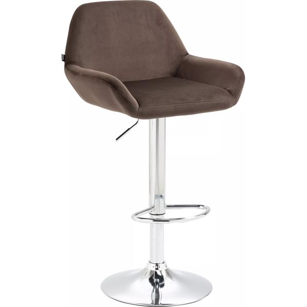 In And Outdoorsgabello Da Bar In Velluto Garry - Set Di 1 - Altezza Seduta 63-83 Cm - Con Schienale - Regolabile In Altezza - Per Cucina E Bar - Sgabelli Ergonomici - Cromo-image