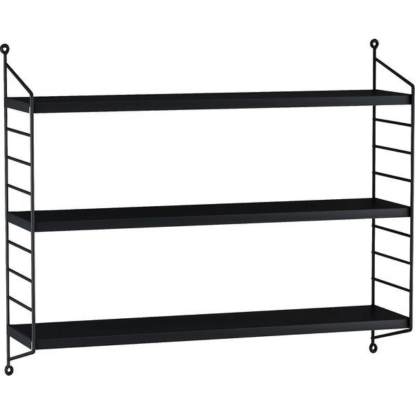 In And Outdoormatch Wandregal Mani - Mit 3 Regalen - 50X60X15 Cm - Schwarz - Stahl-image