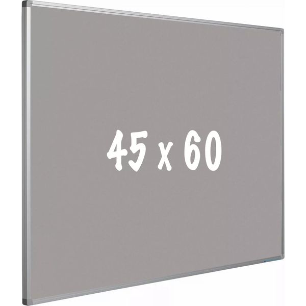 Bacheca In Sughero Pro Valenzuela - Cornice In Alluminio - Montaggio Facile - Puntine - Grigio - Bacheche - 45X60Cm-image