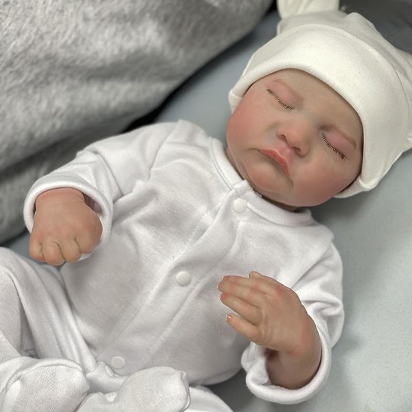 Bambola Reborn Levi Da 19 Pollici Con Corpo In Tessuto, Addormentata, Morbida Al Tatto, Con Pelle Dipinta In 3D, Vene Visibili, Bambola D'arte Da Collezione-image