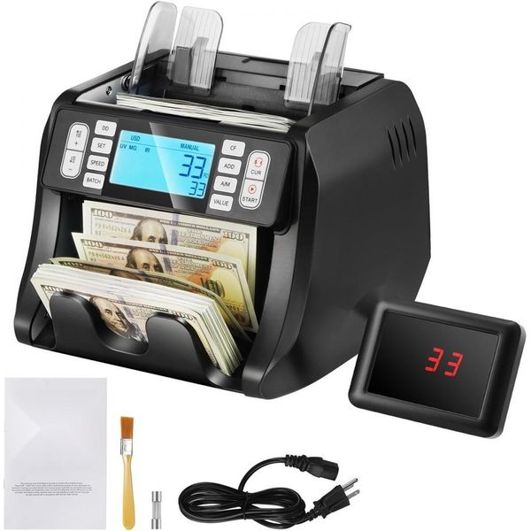 Contasoldi - Contabanconote Con Rilevamento Della Contraffazione Uv, Mg, Ir E Dd - Contasoldi In Usd E Eur - Modalità Di Aggiunta E Batch - Ampio Display Lcd Ed Esterno-image