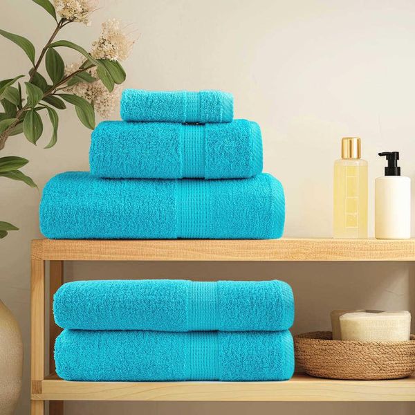 Vidaxl Asciugamani Da Doccia Premium Solund 4 Pz. Turchese 70X140 Cm 600 G/M²-image