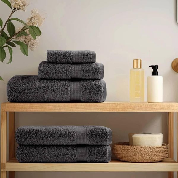 Vidaxl Asciugamani Da Doccia Premium Solund 10 Pz. Antracite 70X140 Cm 600 G/M²-image