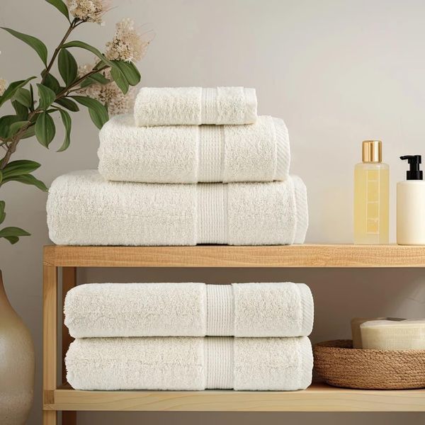 Vidaxl Asciugamani Da Doccia Premium Solund 10 Pz. Bianco Crema 70X140 Cm 600 G/M²-image