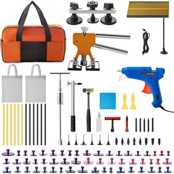 Set Di Strumenti Professionali Per La Rimozione Delle Ammaccature - Kit Per La Riparazione Delle Ammaccature Dell'auto 89 Pezzi - Strumento Per L'estrazione Fai-Da-Te - Riparazione Delle Ammaccature Con La Grandine Led-image