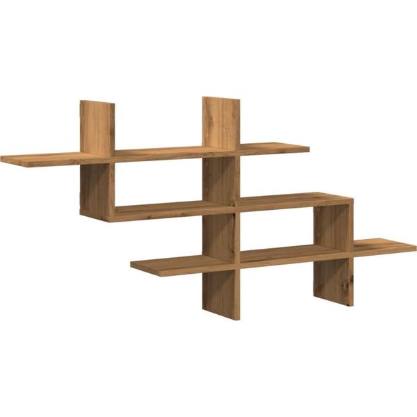 Vidaxl Mensola A Muro Rovere Artigianale 124,5X18X60,5 Cm Materiale A Base Di Legno-image