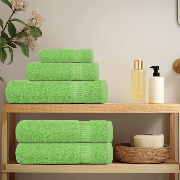 Vidaxl Asciugamani 2 Pz. Verde Mela 100X200 Cm 360 G/M² 100% Cotone-image