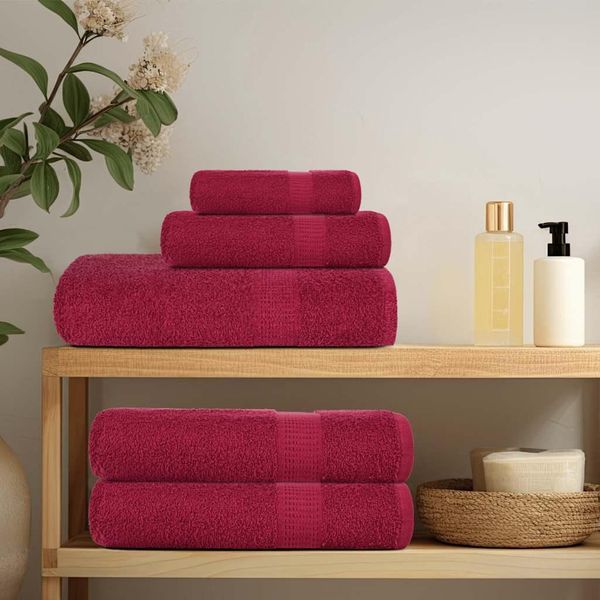 Vidaxl Asciugamani 2 Pz. Rosso Bordeaux 50X100 Cm 360 G/M² 100% Cotone-image