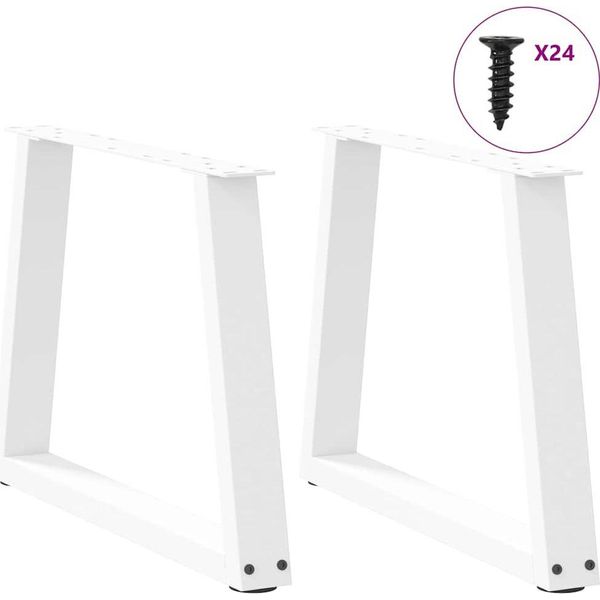 Vidaxl Gambe Del Tavolino A V 2 Pezzi Bianco 70X(42-43,3) Cm Acciaio-image