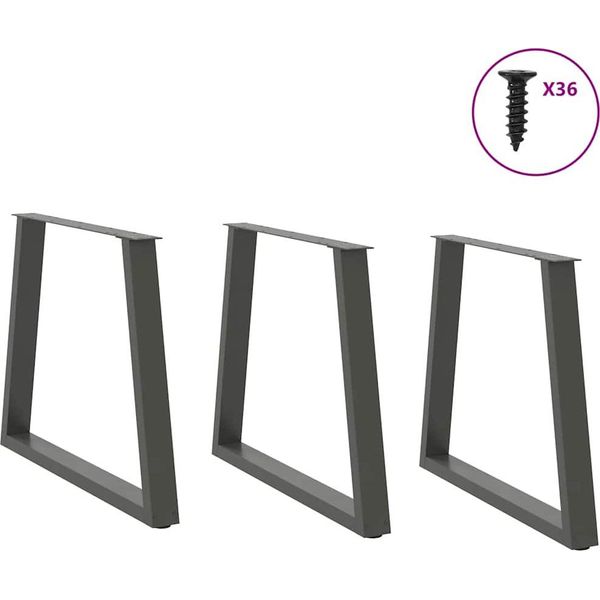 Vidaxl Gambe Del Tavolo Da Pranzo A V 3 Pezzi Antracite 70X(72-73,3) Cm Acciaio-image