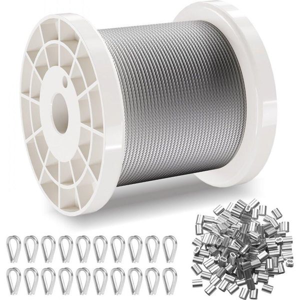 Fune In Acciaio Inox 304 - Ф1,59Mm X 100,6M - 2Kn - 7X7 Trefoli - Tecnologia Delle Funi Ad Alta Resistenza-image