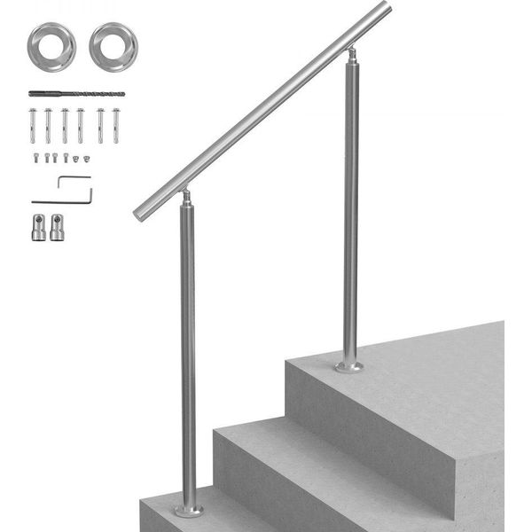 Ringhiera In Acciaio Inox Per Scale E Balconi - Corrimano 100 Cm - Robusta Ringhiera Per Scale - Moderne Soluzioni Di Sicurezza-image