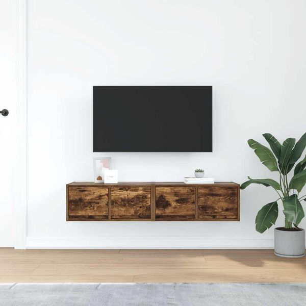 Vidaxl Mobili Tv 2 Pz. Rovere Fumé 60X31X25,5 Cm Materiale A Base Di Legno-image
