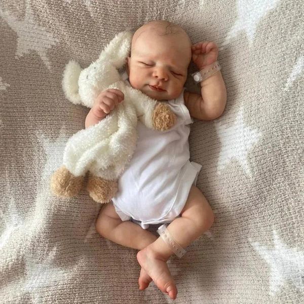 45CM Reborn Neonato Dimensione Bambino Bambola Dipinta A Mano Pelle Con-image