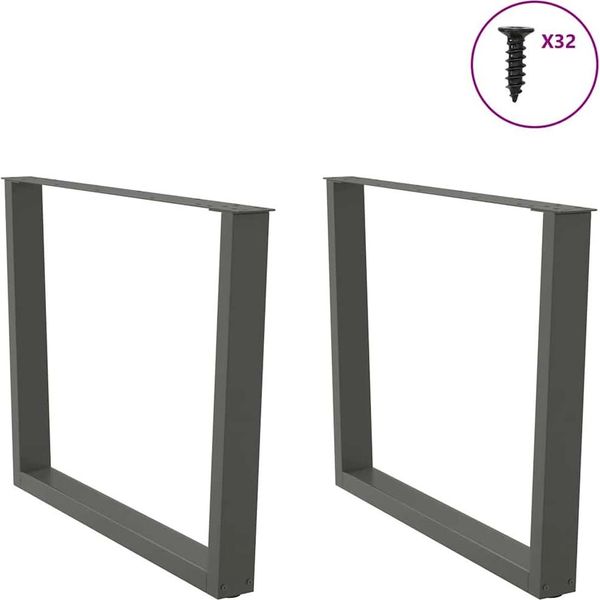 Vidaxl Gambe Del Tavolo Da Pranzo A V 2 Pezzi Antracite 100X(72-73,3) Cm Acciaio-image