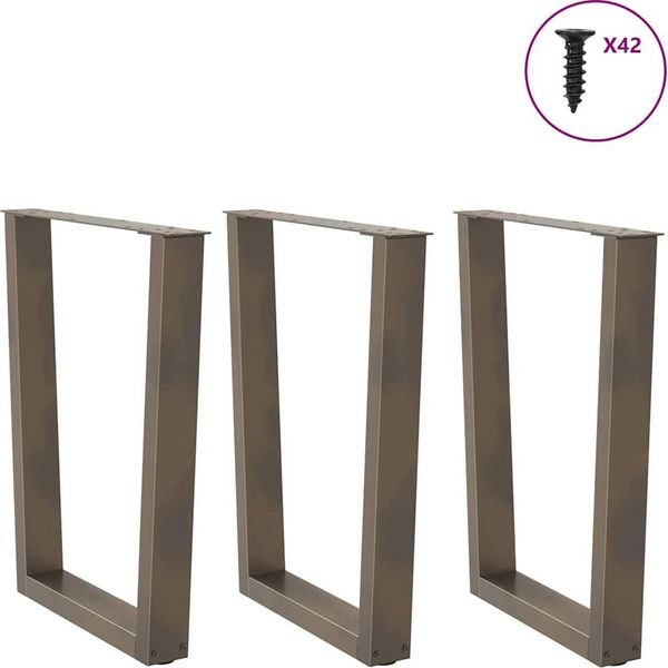 Vidaxl Gambe Del Tavolo Da Pranzo A Forma Di V 3 Pezzi In Acciaio Naturale 70X(72-73,3) Cm Acciaio-image