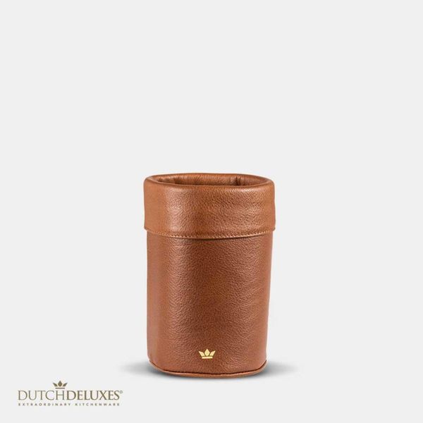 Dutchdeluxes - Fatto A Mano - Lusso - Refrigeratore Per Vino - Pelle - Temperatura Giusta - Marrone-image