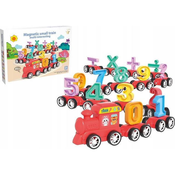 Treno Magnetico Educativo Rosso, Apprendimento Dei Numeri, Operazioni Montessori, 31 Pezzi-image