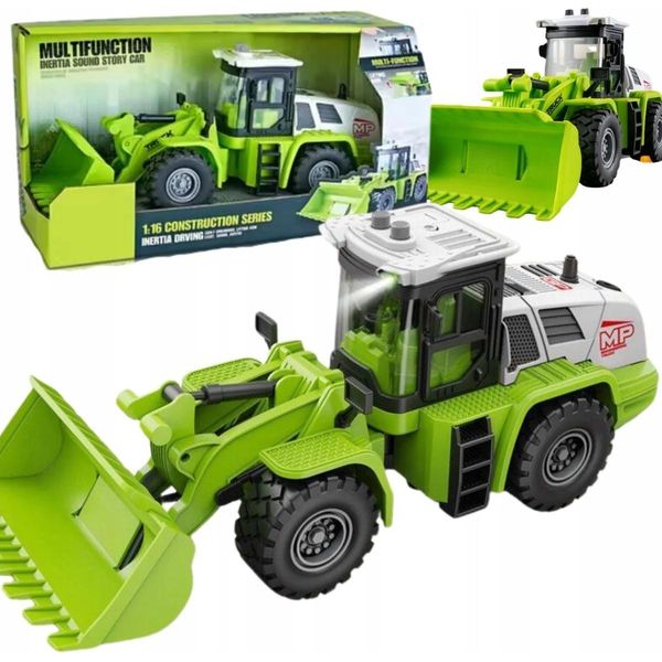 Escavatore Veicolo Da Costruzione Effetti Luminosi E Sonori Benna In Movimento Verde-image