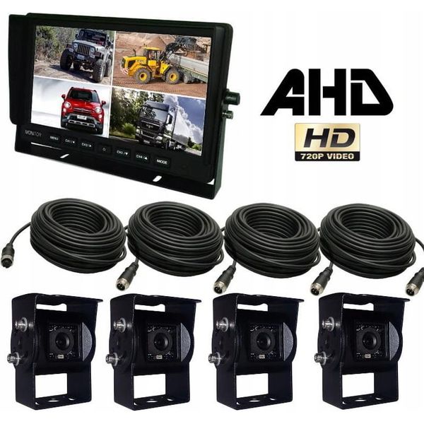 Set Con Monitor Ahd Da 10'', 4 Cavi Per Telecamera Sony 720P Quad-image
