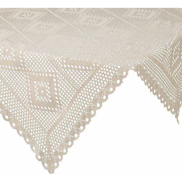 Eurofirany | Tovaglia - Tovaglia - Tovaglia Centrale Beige - 85 X 85 Cm - Lavorata All'uncinetto-image