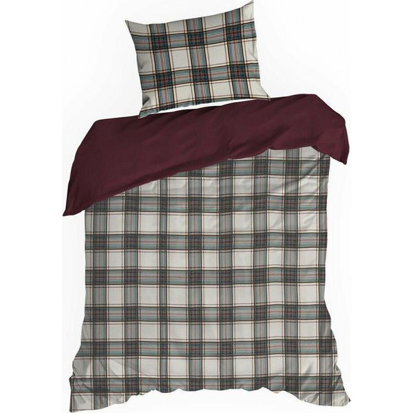 Eurofirany | Biancheria Da Letto Natalizia - Biancheria Da Letto Natalizia - 140 X 200 Cm - Bianco Rosso A Scacchi - Set Da Letto - Inverno - Natale-image