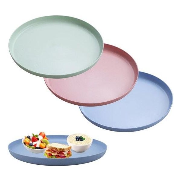 Vassoio Rotondo Antiscivolo - Adatto A Feste E Ristoranti - 3 Pezzi - Rosa, Blu, Verde - 30,5 Cm-image