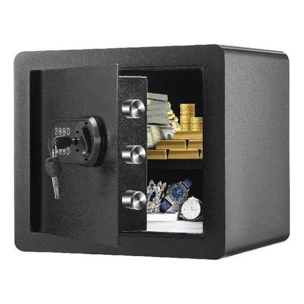 Cassaforte Di Sicurezza - Cassaforte Ignifuga - Cassaforte Elettronica - Cassaforte Con Serratura A Combinazione - 2 Chiavi - Nero - 40X35X30Cm-image