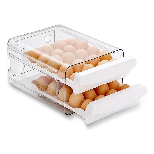 Contenitore Per Uova, 40 Griglie, Portauova A 2 Strati Per Frigorifero, Vassoio Per Uova, Vassoio Per Uova E Conservazione Delle Uova, Plastica Trasparente - 1 Vassoio Per Uova-image