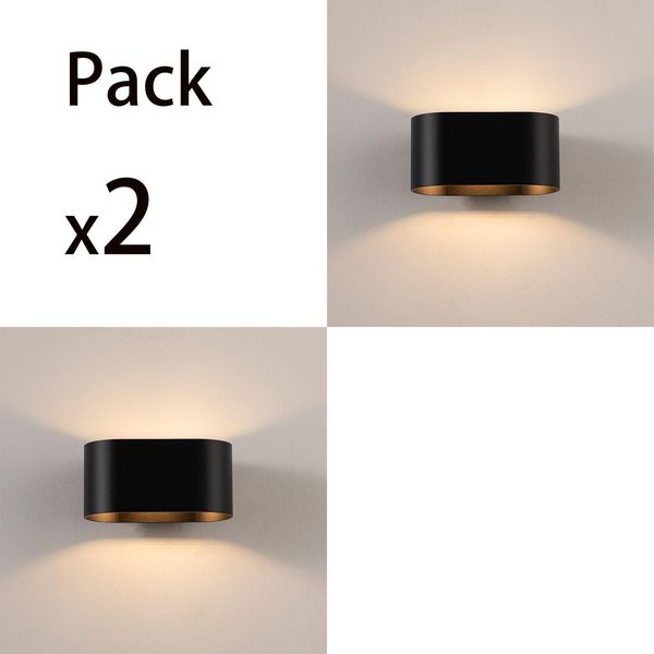 Confezione Da 2 Applique In Alluminio Nero Per Interni Con Illuminazione Verso L'alto E Verso Il Basso, Attacco G9 (Lampadina Non Inclusa)-image