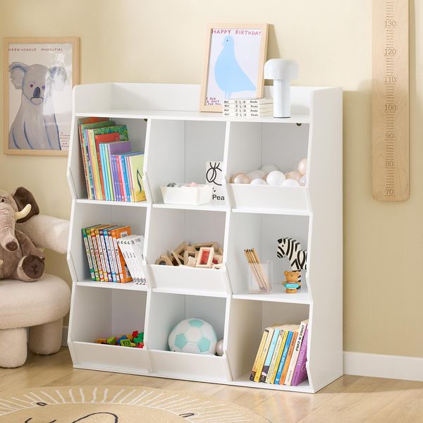 Sobuy Scaffale Per Bambini Scaffale Montessoriano Per La Camera Dei Bambini Con 9 Scomparti Aperti Scaffale Per Bambini Per La Conservazione Dei Giocattoli Bianco 95X105X34Cm KMB120-W-image