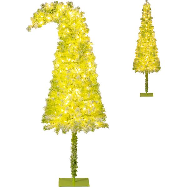 Costway Albero Di Natale Artificiale 180Cm Con Neve, Cima Pieghevole, Led Bianco Caldo E 8 Modalità, Albero Di Natale Artificiale-image